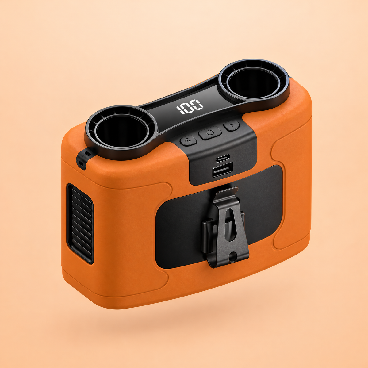 Blow Me Double dual outlet portable neck and waist fan in orange