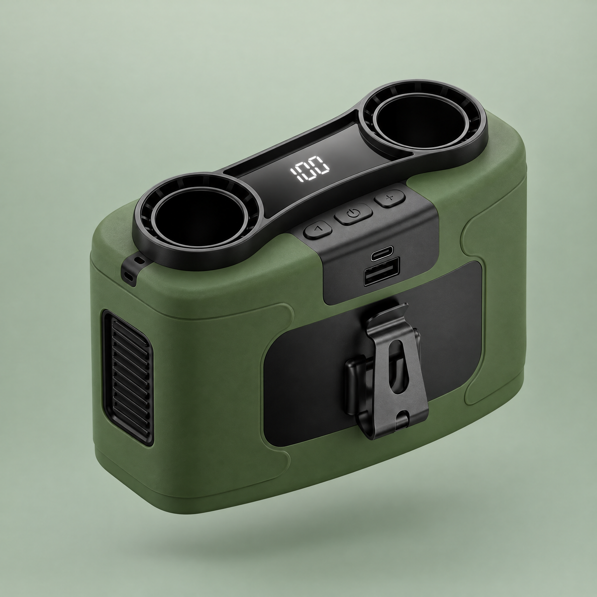 Blow Me Double dual outlet portable neck and waist fan in green