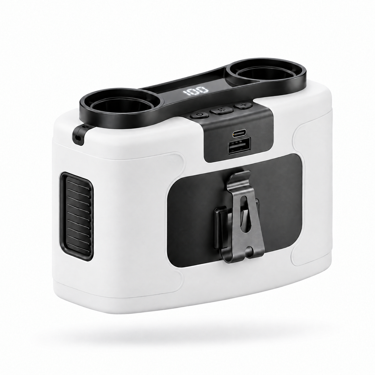 Blow Me Double dual outlet portable neck and waist fan in white