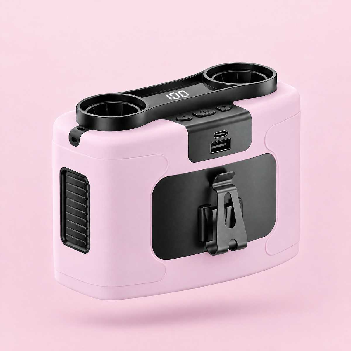 Blow Me Double dual outlet portable neck and waist fan in pink